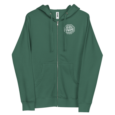 Jon Anik & Kenny Florian Podcast Zip Up Embroidered Logo Hoodie in Alpine Green