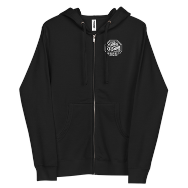 Jon Anik & Kenny Florian Podcast Zip Up Embroidered Logo Hoodie in Black