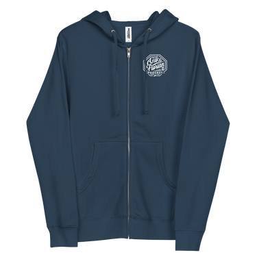 Jon Anik & Kenny Florian Podcast Zip Up Embroidered Logo Hoodie in Navy