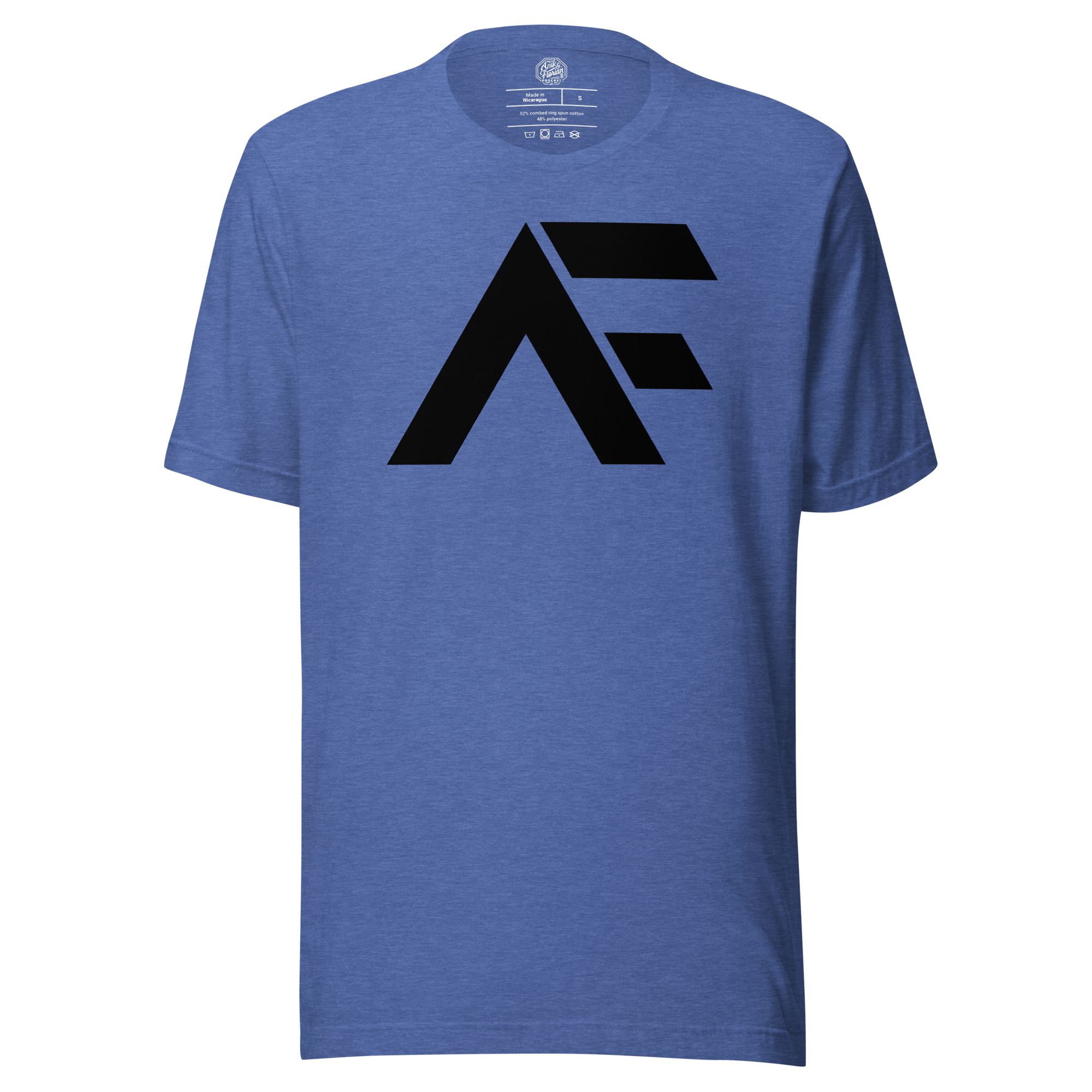 Jon Anik & Kenny Florian UFC Podcast presented by Draft Kings AF Monogram Black T-Shirt in Heather True Royal Blue