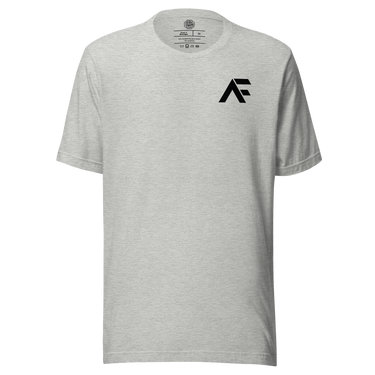 Jon Anik and Kenny Florian UFC Podcast Merch AF Monogram Logo Black Tshirt in Athletic Heather on Front for JonAnik.com