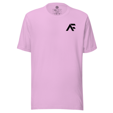 Jon Anik and Kenny Florian UFC Podcast Merch AF Monogram Logo Black Tshirt in Lilac on Front for JonAnik.com