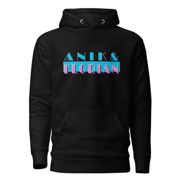 Miami Vice Anik & Florian Podcast Logo Hoodie in Black on Front for JonAnik.com