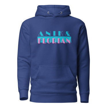 Miami Vice Anik & Florian Podcast Logo Hoodie in Team Royal on Front for JonAnik.com