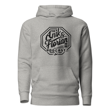 Anik & Florian Podcast Black Logo Hoodie Carbon Grey Front