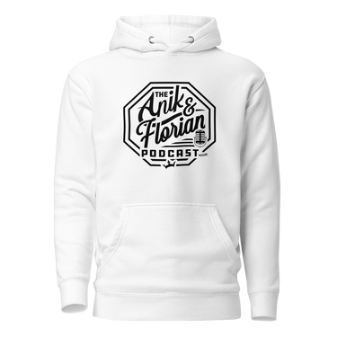 Anik & Florian Podcast Black Logo Hoodie White Front