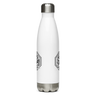 Anik & Florian Podcast Logo Black Stainless Steel Water Bottle White 17 oz front shot 2
