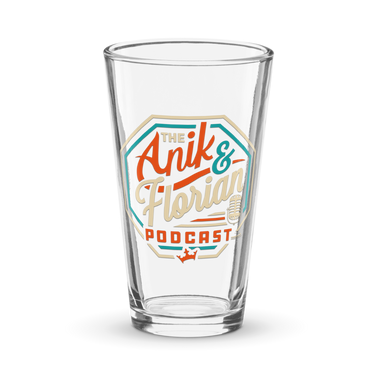 Anik & Florian Podcast Logo Shaker Pint Glass Front
