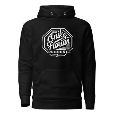 Anik & Florian Podcast White Logo Hoodie Black Front