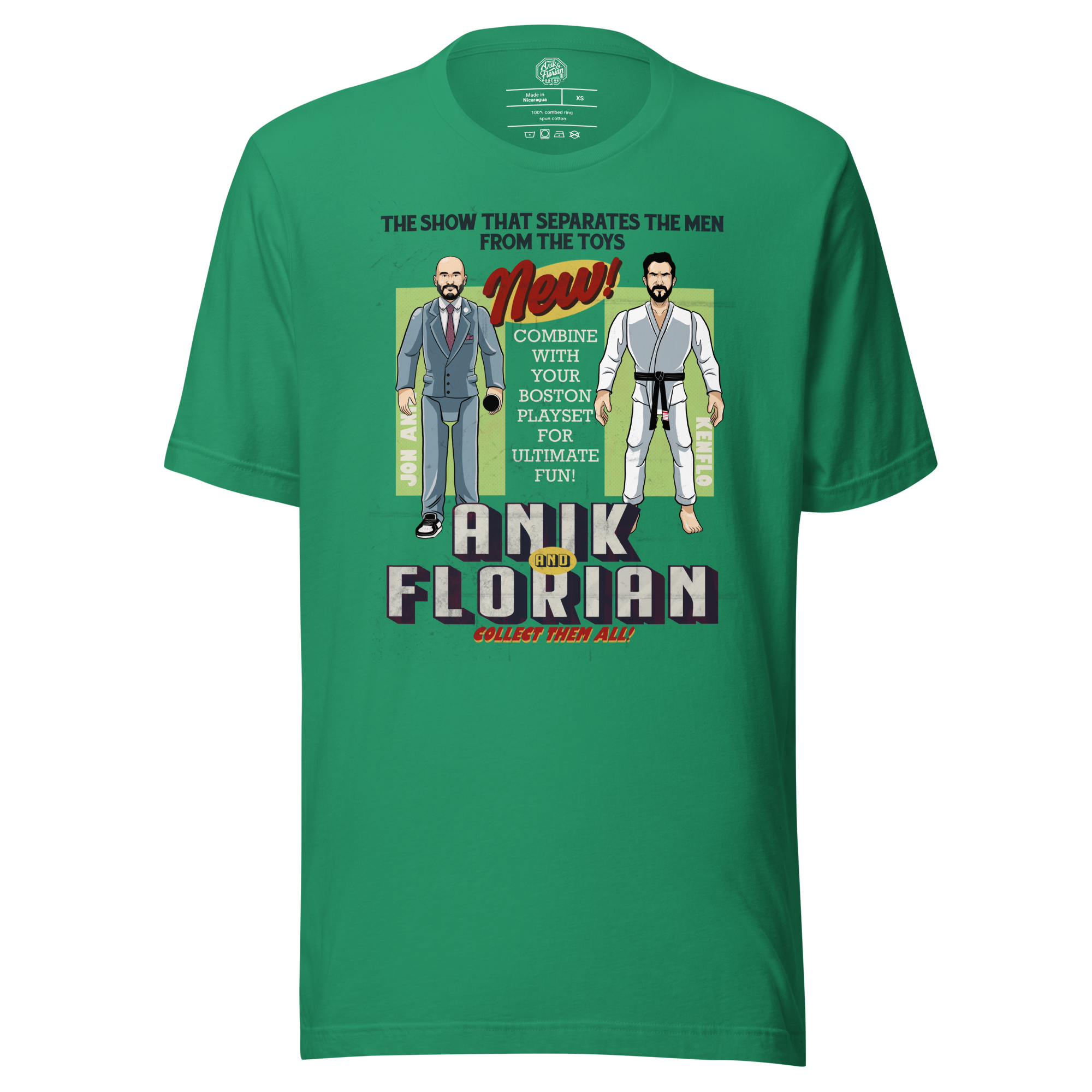 Jon Anik & Kenny Florian Podcast Action Figures Toyset T-shirt in Kelly Green
