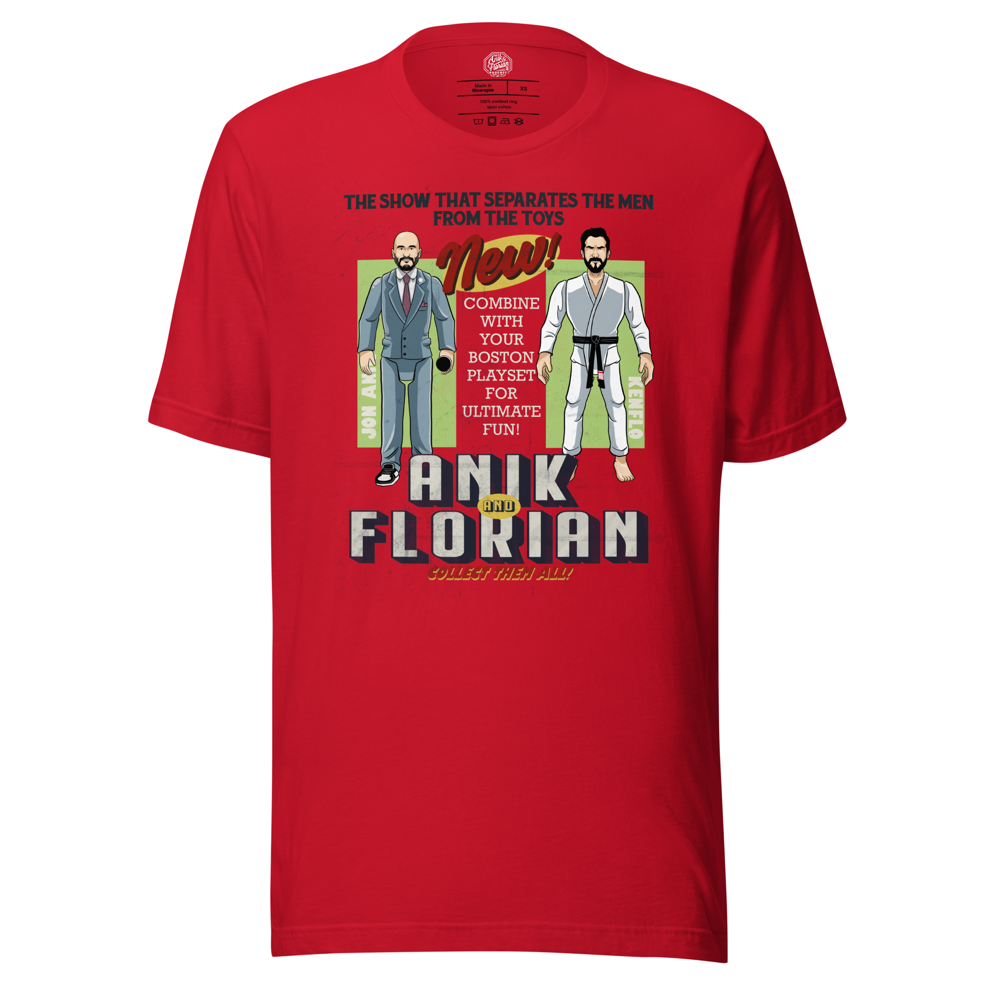 Jon Anik & Kenny Florian Podcast Action Figures Toyset T-shirt in Red