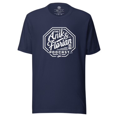 Anik & Florian Podcast White Logo T-Shirt Navy Front