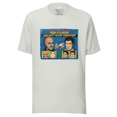 Anik & Florian Podcast Street Fighter Game by Average Joe Art T-Shirt in Silver