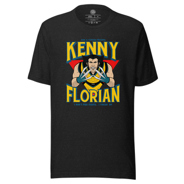 Kenny Florian Ken Flo Wolverine Anik & Florian Podcast by Average Joe Art T-Shirt in Black Heather