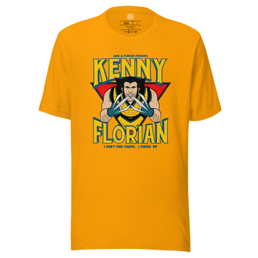 Kenny Florian Ken Flo Wolverine Anik & Florian Podcast by Average Joe Art T-Shirt in Gold