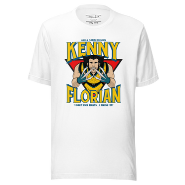 Kenny Florian Ken Flo Wolverine Anik & Florian Podcast by Average Joe Art T-Shirt in White