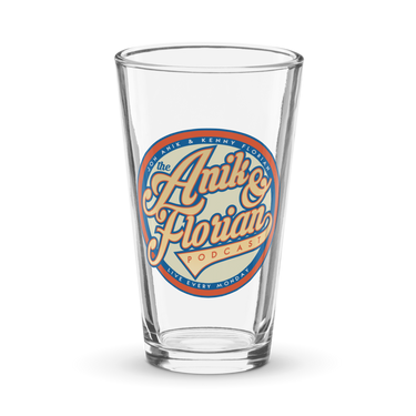 Throwback Anik & Florian Podcast Logo Shaker Pint Glass